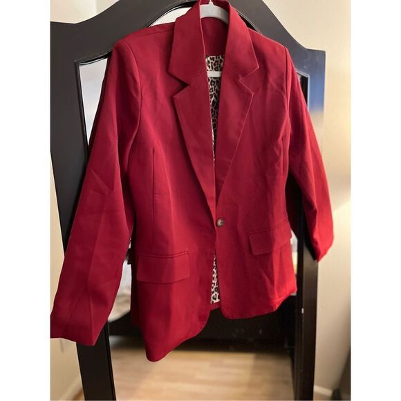 NEW Red One Button Long Sleeve Blazer M - Picture 1 of 2